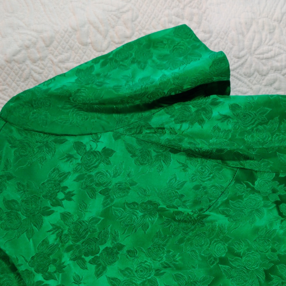 Vintage 1960s Handmade Brocade Rose Print Lined Dress & Short Jacket - Picture 11 of 16